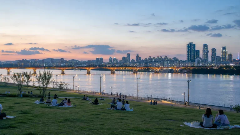 Summer twilight on the Han River in Seoul