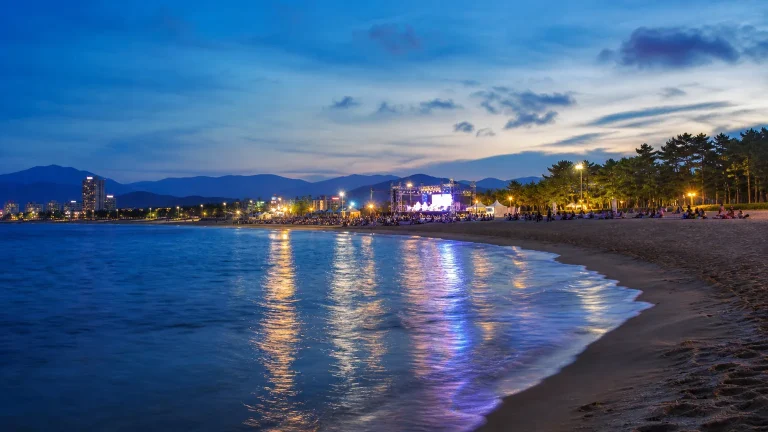 Summer evening at an East Coast beach in Sokcho, Korea