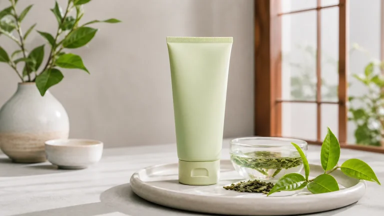 Unbranded tube cleansing balm with green tea leaves